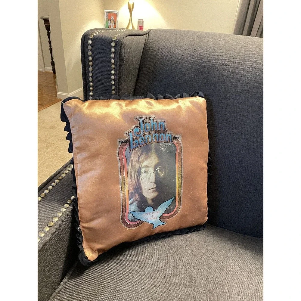 John Lennon Give Peace a Chance Custom Vintage Pillow Heat Transfer Glitter 14